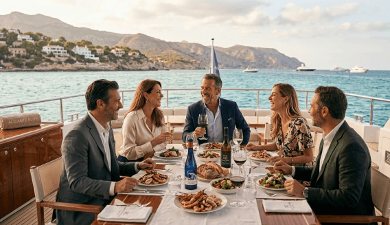 Experiencia de comida de empresa en barco en Alicante para fortalecer relaciones y fidelizar clientes