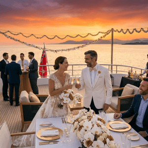 boda de lujo en barco en Alicante para CEOs con decoración exclusiva y celebración en alta mar