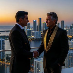 empresarios cerrando acuerdo en Miami networking empresarial internacional Win2Win posicionamiento empresarial pymes