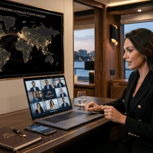 Plataforma Puente Win2Win conectando empresas y clientes internacionales desde España mediante videollamada estratégica