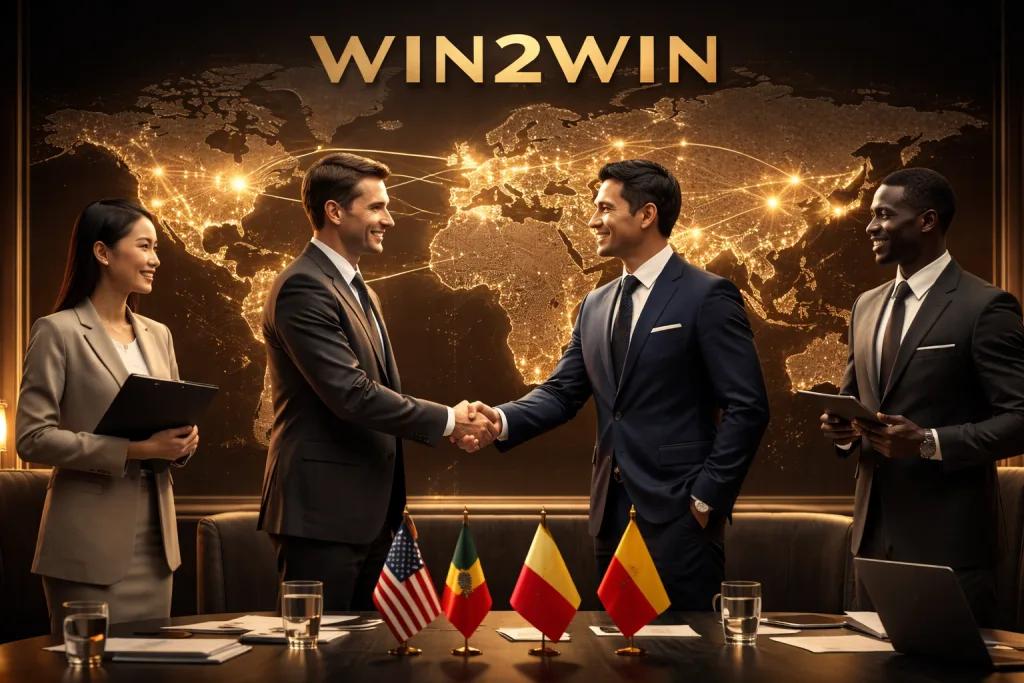 Empresarios internacionales cerrando una alianza estratégica dentro de un proceso de expansión empresarial internacional Win2Win