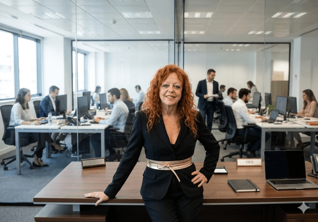 Lidia Arrocha empresaria y fundadora de Rapsodia Empresas en entorno profesional de trabajo