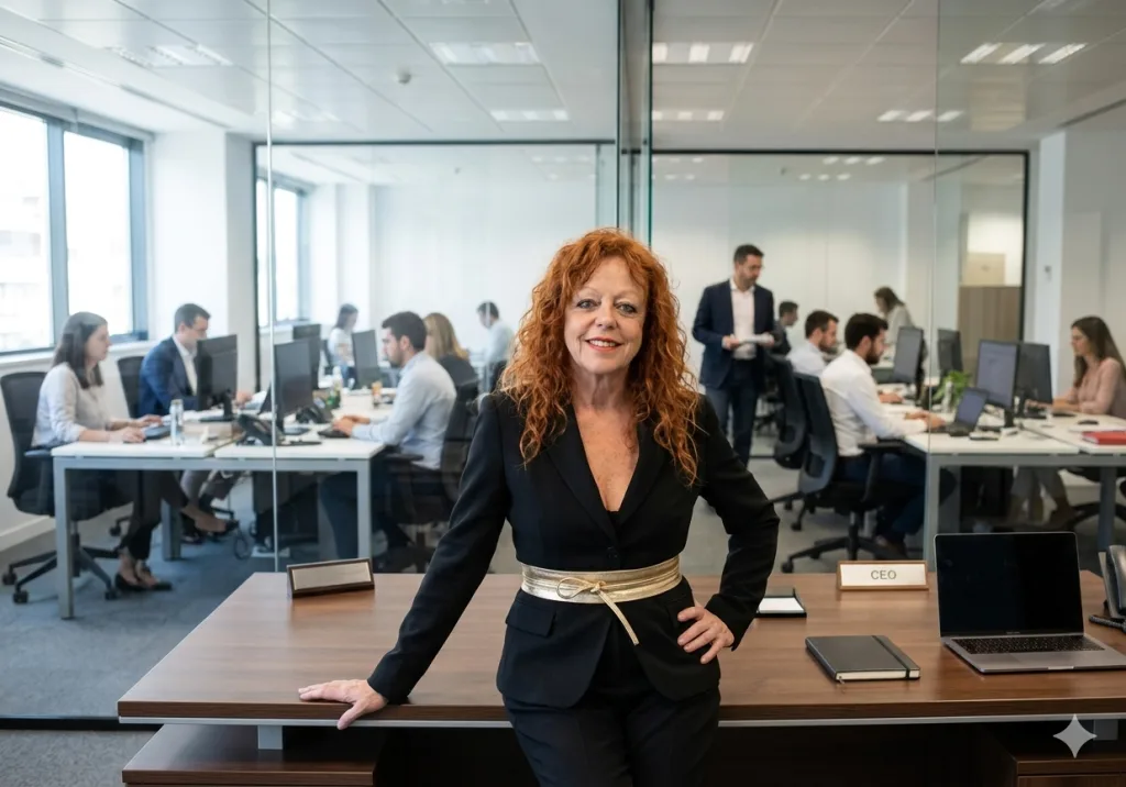 Lidia Arrocha empresaria y fundadora de Rapsodia Empresas en entorno profesional de trabajo