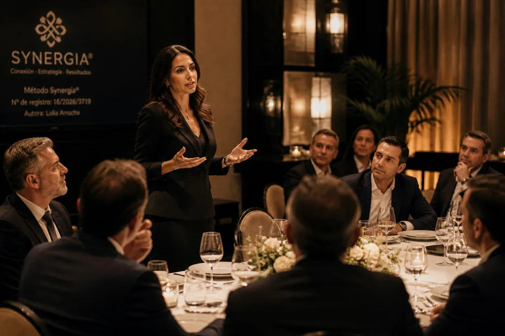 Cenas empresariales estratégicas Synergia con liderazgo y conexión real entre directivos