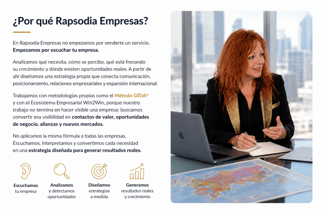 Lidia Arrocha en reunión estratégica de Rapsodia Empresas para expansión internacional y desarrollo de negocio