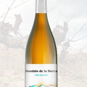 Botella de Dominio de la Sierra Blanco, vino blanco multivarietal elaborado en la Sierra de Salamanca con levaduras indígenas