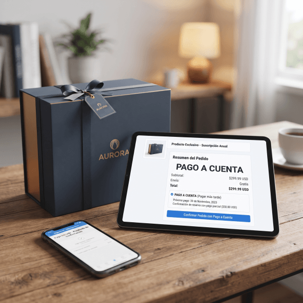 Interfaz de pasarela de pago a cuenta y reserva de servicios corporativos exclusivos en ecosistema empresarial