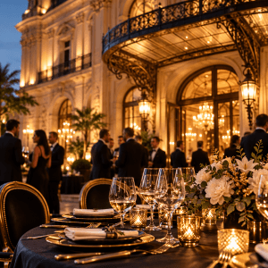Cena empresarial con propósito en Salamanca, con empresarios reunidos en un ambiente elegante para generar contactos y oportunidades de negocio